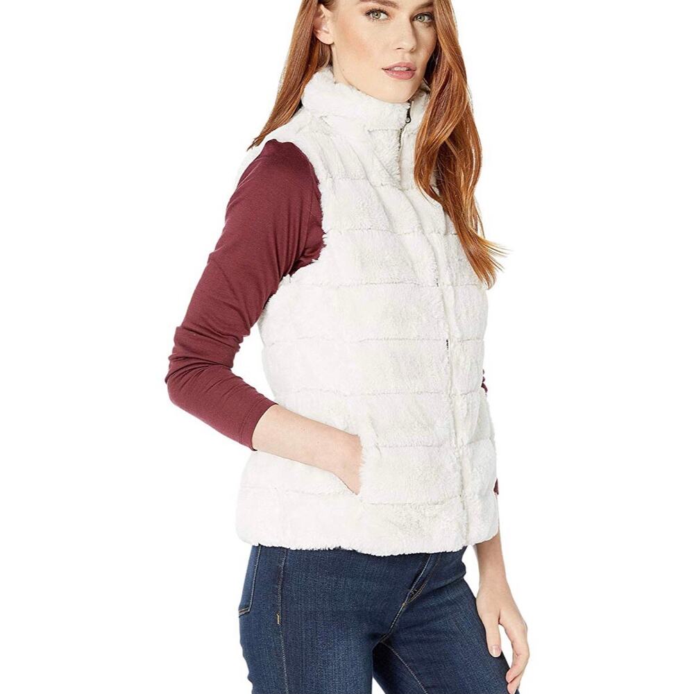 Dylan Sundance Women's Small Faux Fur Vest Cream Front Zip Soft